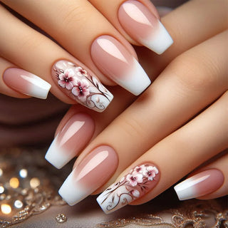 Golden Stripe Press On Nails Set 24pcs