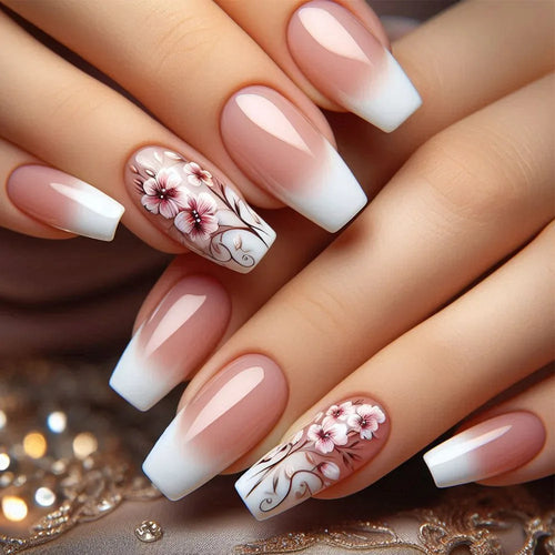 Golden Stripe Press On Nails Set 24pcs