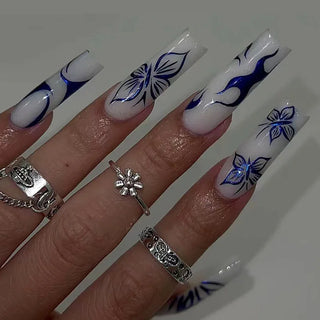 24pcs Flower Design Press On Nails Set