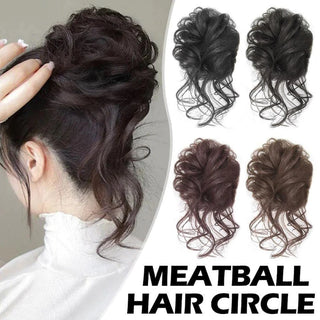 Synthetic Fashion Messy Curly Hair Buns Elastic Band for Women