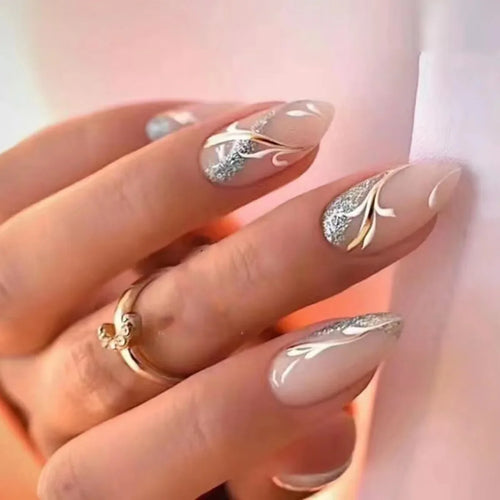 24 Pcs Matte Almond False Nails Set