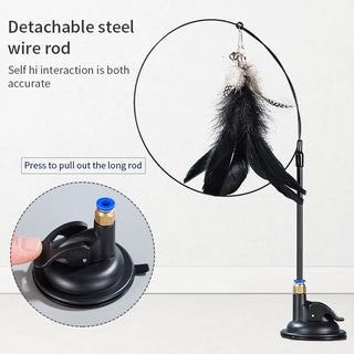  Feather Frenzy: Interactive Suction Cup Cat Play Wand Toy cashymart