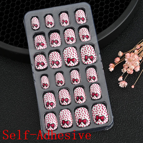 Children Press On Nails 24 Pcs Cute Acrylic Tips