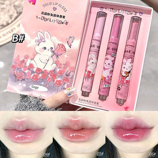  Solid Lip Gloss Gege Bear Garden Pink Rabbit Lip Balm Set cashymart