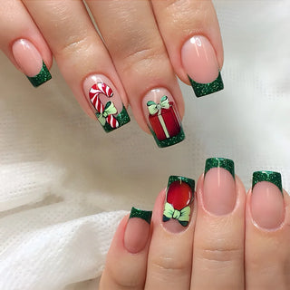  Holiday Glam Green Deer Nail Set cashymart