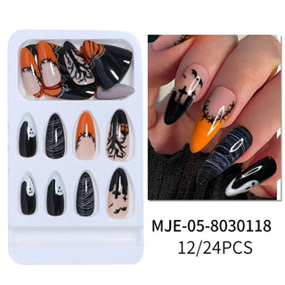  Halloween Bat & Spider Web Press-On Nails cashymart