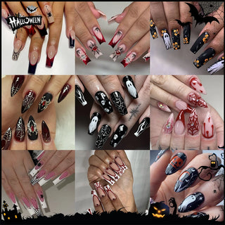  24Pcs Heavy Metal Halloween Press-On Nails cashymart