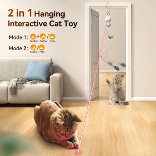  Interactive LED Cat Toy with Feather & Mouse for Endless Fun cashymart