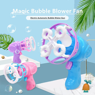  Summer Children's Electric Fan Bubble Gun Machine Water Toys cashymart