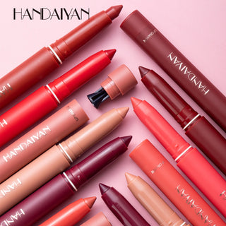  HANDAIYAN 12 Colors Crayon Lipstick High Pigment Velvet Lip Liner cashymart