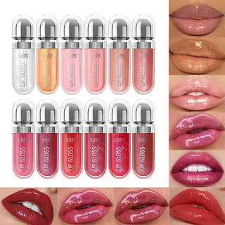  12 Colors Glitter Lip Gloss Long Lasting Diamond Pearlescent cashymart