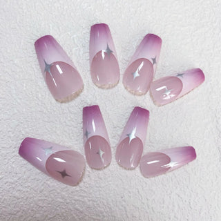  24Pcs Purple Y2K Star Design Press-On Nails cashymart