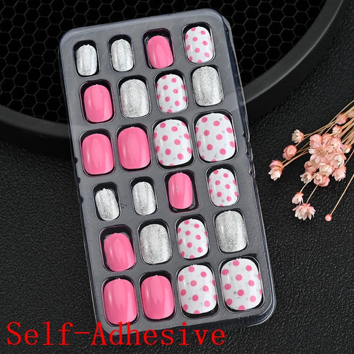 Children Press On Nails 24 Pcs Cute Acrylic Tips