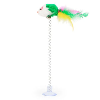  Interactive Spring Mouse & Feather Cat Toy with Suction Cup - Random Colors! cashymart