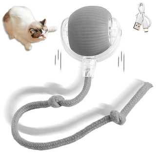  Rechargeable Smart Cat Toy Ball with Faux Tail and Auto Play Features cashymart