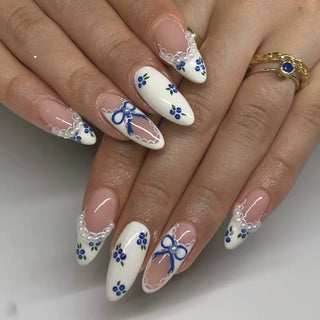 24 Pcs Matte Almond False Nails Set