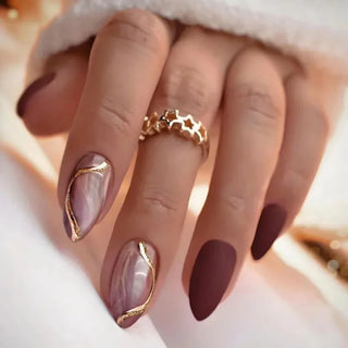 24 Pcs Matte Almond False Nails Set