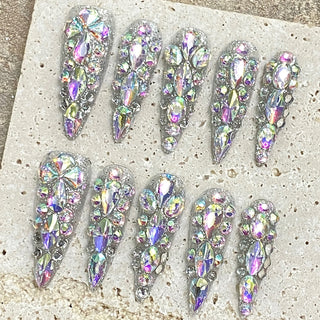  Glam Stiletto Rhinestone Press-On Nails cashymart