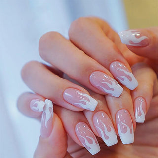  Charming Pink Flame Long Ballet Press-On Nails cashymart