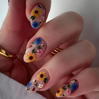 24 Pcs Matte Almond False Nails Set