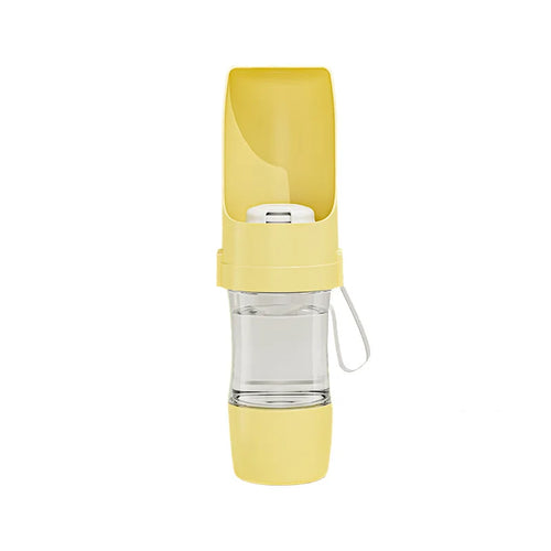 Bouteille d'eau de voyage 2-en-1 pour animaux de compagnie avec compartiment pour la nourriture