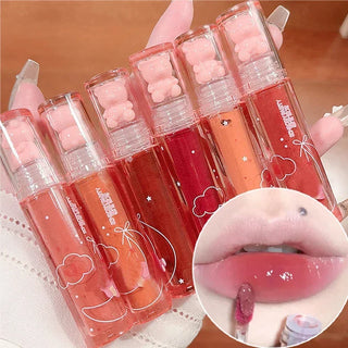  Cute Pink Bear Water Light Lip Gloss Lasting Crystal Shine cashymart