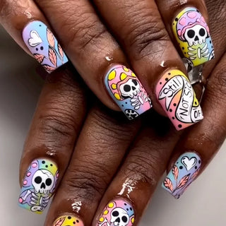  Ghoulish Glam Skull Acrylic Nails cashymart