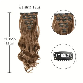  Clip In Hair Extensions 7 PCS 22 Inch Wavy Curly Synthetic Hair Pieces cashymart