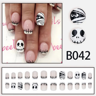  24Pcs Scary Skull Halloween Press-On Nails cashymart