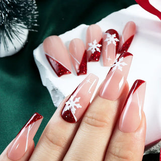  Festive Snowflake Press-On Nails cashymart