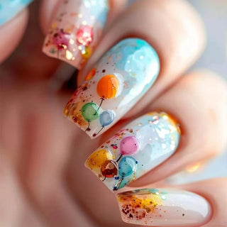 Golden Stripe Press On Nails Set 24pcs