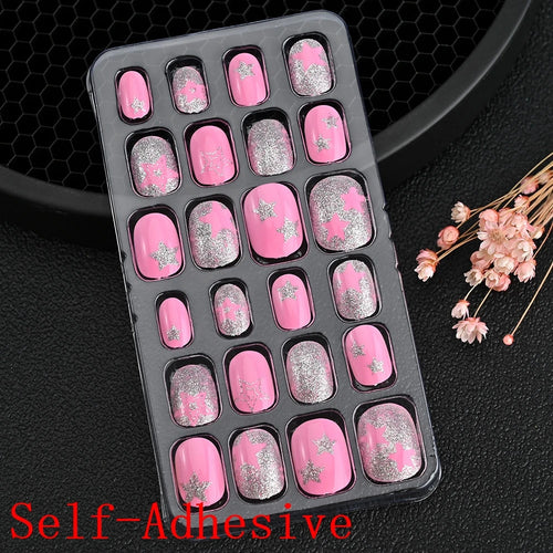 Children Press On Nails 24 Pcs Cute Acrylic Tips