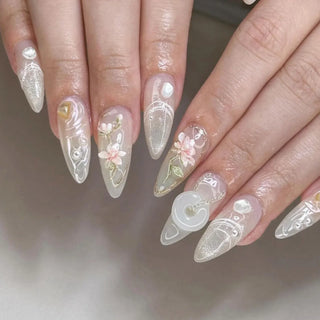 24 Pcs Matte Almond False Nails Set