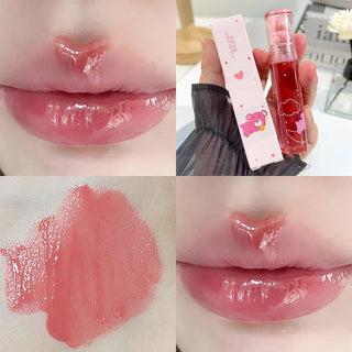  Cute Pink Bear Water Light Lip Gloss Lasting Crystal Shine cashymart