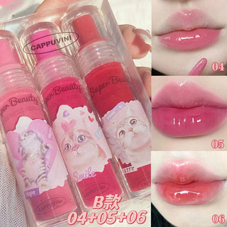  Cappuvini Cat Clear Lip Gloss Moisturizing Jelly Lip Set cashymart