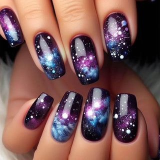 Golden Stripe Press On Nails Set 24pcs