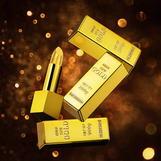  Shimmer Gold Lipstick Metallic Glitter Long Lasting 3.5g cashymart