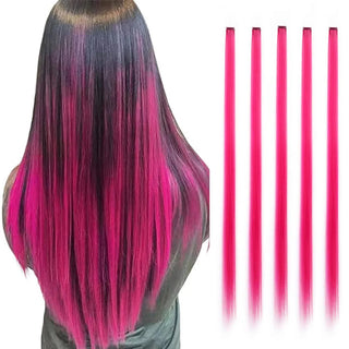 Synthetic Rainbow Hair Extensions Clips 5Pcs
