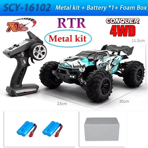 High-Speed 4x4 RC Monster Truck 70KM/H with LED Lights - 1:16 Scale