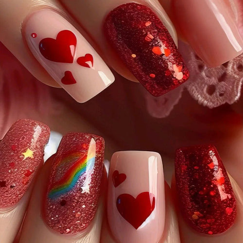 24pcs Flower Design Press On Nails Set