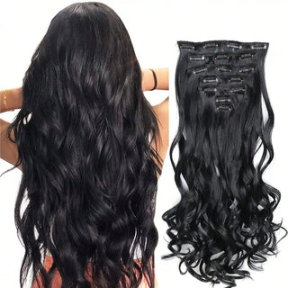  Clip In Hair Extensions 7 PCS 22 Inch Wavy Curly Synthetic Hair Pieces cashymart