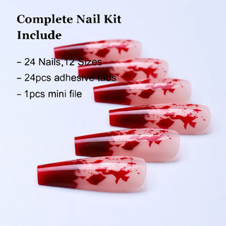  24Pcs Spooky Blood Drop Fake Nails cashymart