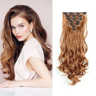  Clip In Hair Extensions 7 PCS 22 Inch Wavy Curly Synthetic Hair Pieces cashymart