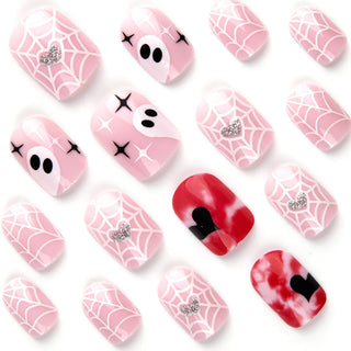  Pink Spider Web Coffin Press-On Nails cashymart