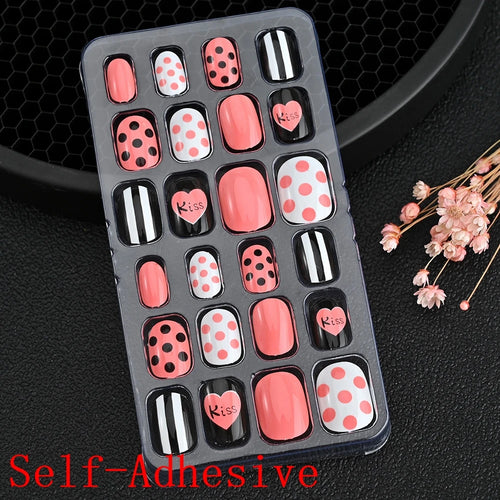 Children Press On Nails 24 Pcs Cute Acrylic Tips