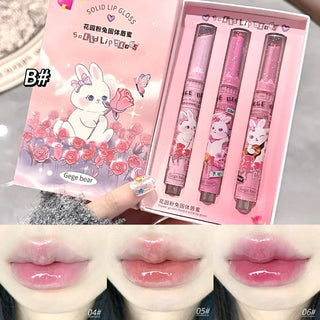  Solid Lip Gloss Gege Bear Garden Pink Rabbit Lip Balm Set cashymart