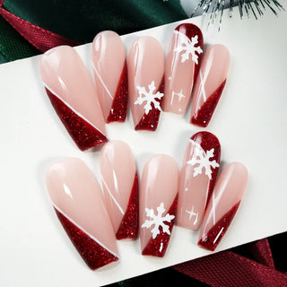  Festive Snowflake Press-On Nails cashymart