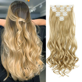  Clip In Hair Extensions 7 PCS 22 Inch Wavy Curly Synthetic Hair Pieces cashymart