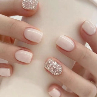 24pcs French Blue Pearl False Nails Set
