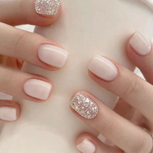 24pcs French Blue Pearl False Nails Set